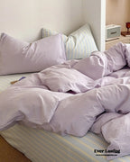 Chloe Pastel Candy Cotton Bedding Set / Purple Plaid Ever Lasting