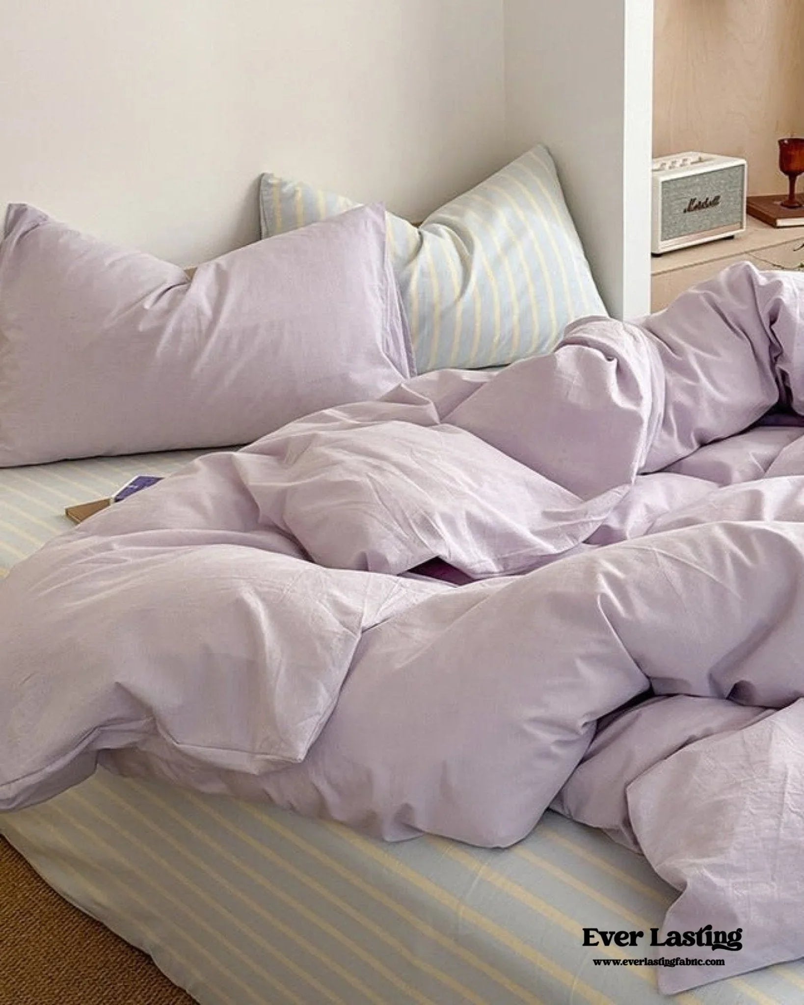 Chloe Pastel Candy Cotton Bedding Set / Purple Plaid Ever Lasting