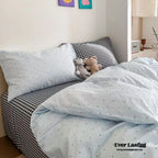 Chloe Pastel Candy Cotton Bedding Set / Purple Plaid Ever Lasting