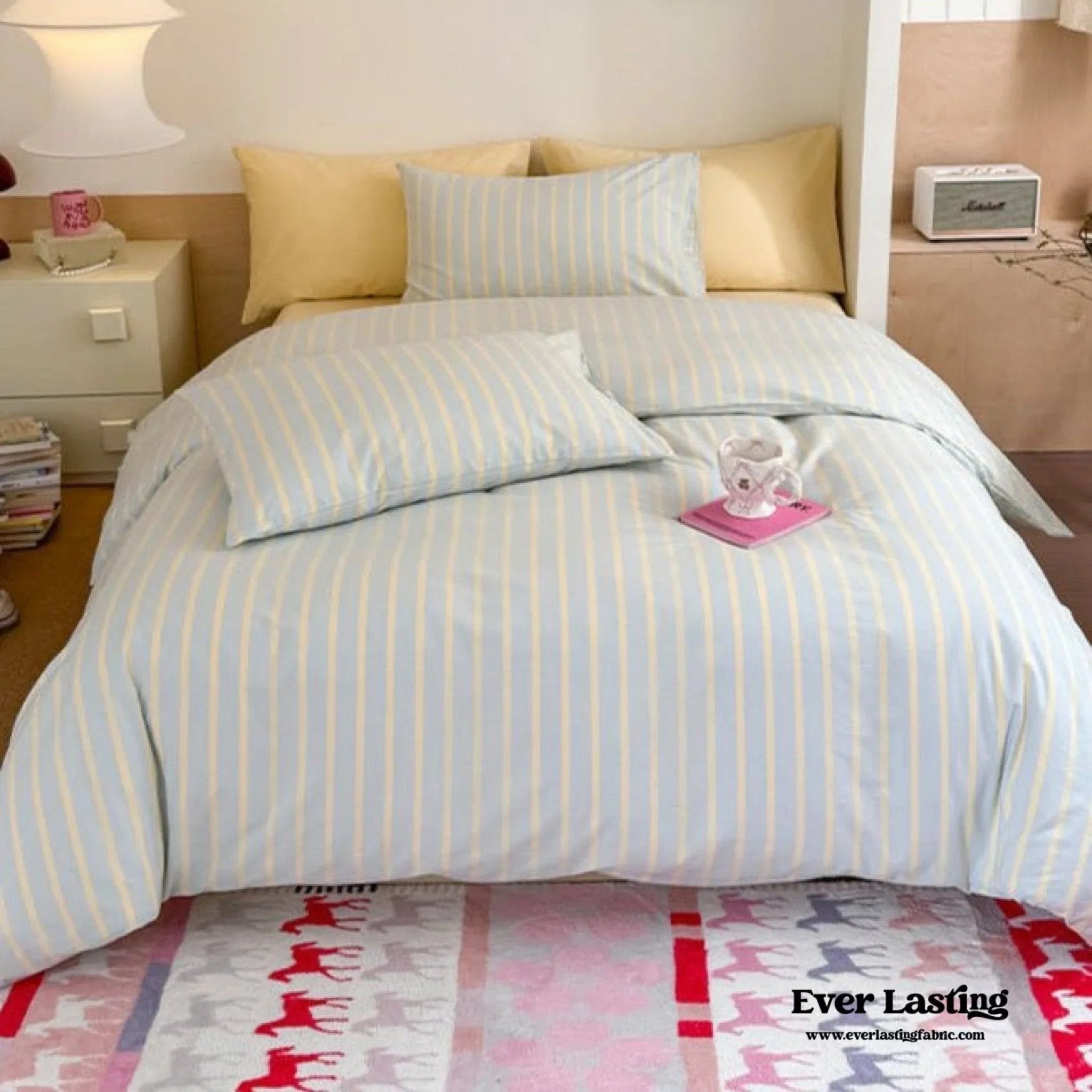 Chloe Pastel Candy Cotton Bedding Set / Purple Plaid Ever Lasting