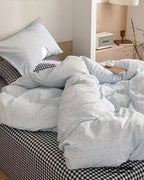 Chloe Pastel Candy Cotton Bedding Set / Purple Plaid Ever Lasting