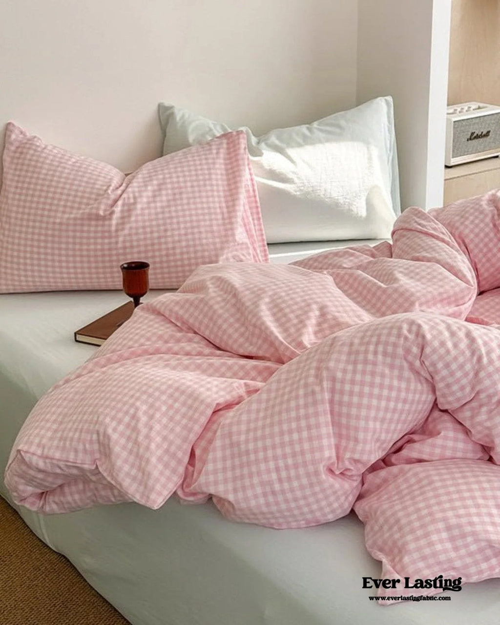 Chloe Pastel Candy Cotton Bedding Set / Purple Plaid Ever Lasting