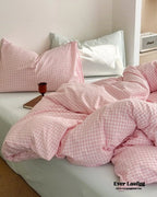 Chloe Pastel Candy Cotton Bedding Set / Purple Plaid Ever Lasting