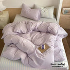 Chloe Pastel Candy Cotton Bedding Set / Purple Plaid Ever Lasting