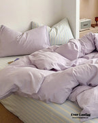 Chloe Pastel Candy Cotton Bedding Set / Purple Plaid Ever Lasting