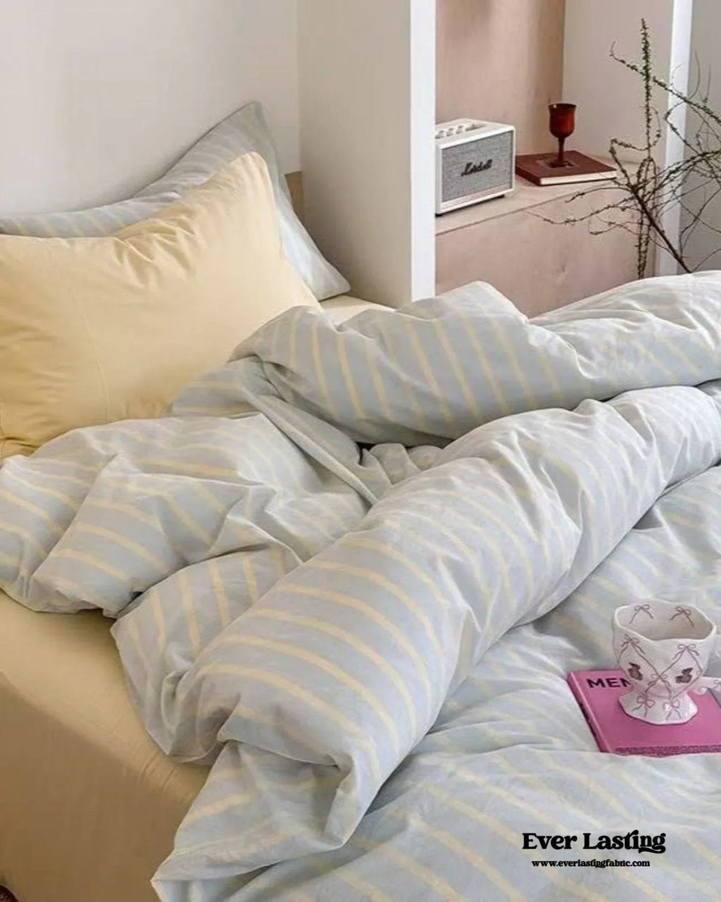 Chloe Pastel Candy Cotton Bedding Set / Purple Plaid Ever Lasting