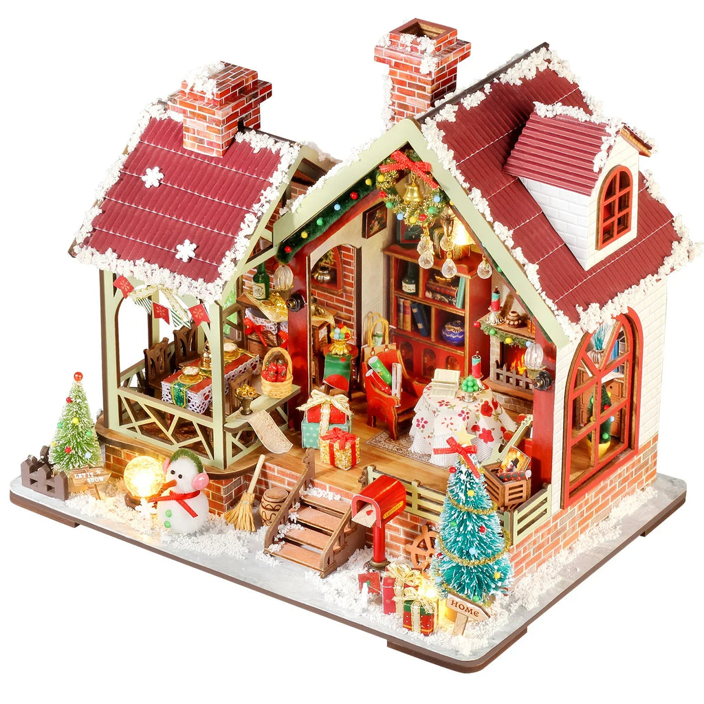 DIY 3D Book Nook House Standing Model Kit - Christmas Themed with Gingerbread House Design, Interlocking Book Pages, Miniature Furniture & Figurines, Charming Desktop Decoration for Shelf Display, Birthday & Holiday Gift (No House Of Avana