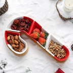 Christmas Candy Cane Tray with a Bamboo Base, Perfect for Festive Atmosphere, Snack Bowls, Dip Dishes, And Containers for Holiday Sweets And Desserts. House Of Avana