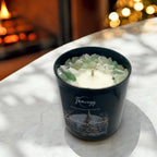 Clear crystal candle in mercury glass holder, coconut-soy wax, festive glow - House of Avana
