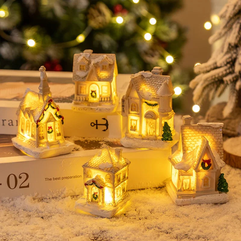 Christmas Decorative Lights, Resin Small House Lights, Holiday Decorative Ornaments, Christmas Decorative Ornament Lights, Christmas Gift, 5 Styles (Collectible Buildings & Accessories) House Of Avana