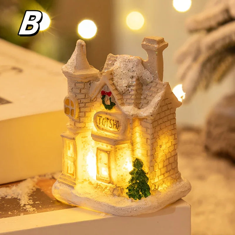 Christmas Decorative Lights, Resin Small House Lights, Holiday Decorative Ornaments, Christmas Decorative Ornament Lights, Christmas Gift, 5 Styles (Collectible Buildings & Accessories) House Of Avana