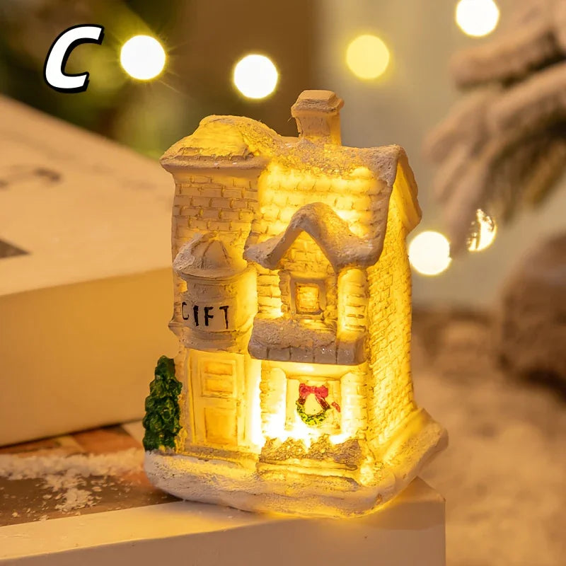 Christmas Decorative Lights, Resin Small House Lights, Holiday Decorative Ornaments, Christmas Decorative Ornament Lights, Christmas Gift, 5 Styles (Collectible Buildings & Accessories) House Of Avana