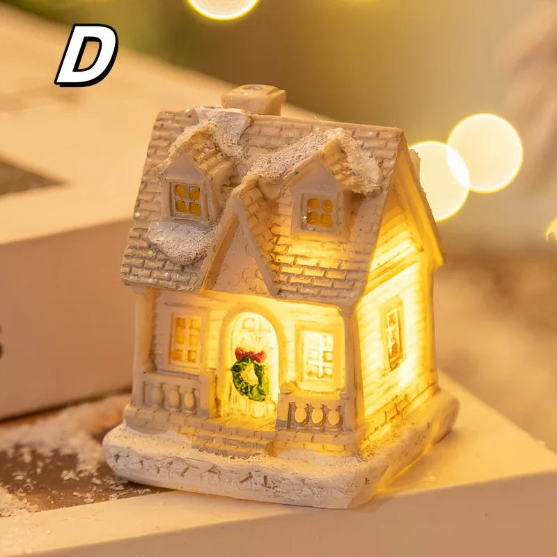 Christmas Decorative Lights, Resin Small House Lights, Holiday Decorative Ornaments, Christmas Decorative Ornament Lights, Christmas Gift, 5 Styles (Collectible Buildings & Accessories) House Of Avana