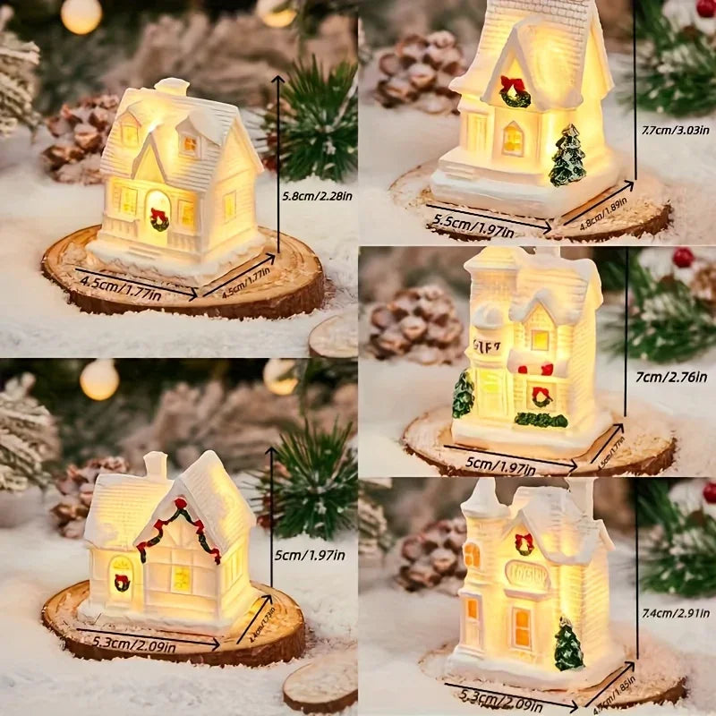 Christmas Decorative Lights, Resin Small House Lights, Holiday Decorative Ornaments, Christmas Decorative Ornament Lights, Christmas Gift, 5 Styles (Collectible Buildings & Accessories) House Of Avana