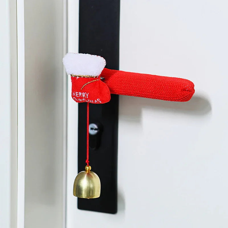 Christmas Door Knocker Decoration - Elf Hand & Bell Door Hanger with Red/Green Fabric, Golden Bell & Hook for Front Door, Easy Install - Festive Santa Hat-like Accessory for Holiday & Party Decor (No Tools Needed) Christmas,N House Of Avana