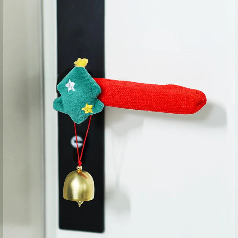 Christmas Door Knocker Decoration - Elf Hand & Bell Door Hanger with Red/Green Fabric, Golden Bell & Hook for Front Door, Easy Install - Festive Santa Hat-like Accessory for Holiday & Party Decor (No Tools Needed) Christmas,N House Of Avana