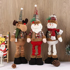 3pcs Christmas Plush Figurine Set with Adjustable Standing Legs - Santa, Snowman & Reindeer Soft Fabric Decorations with Expressive Faces, Posable Arms & Plush Bodies for Indoor/Outdoor Tabletop, Mantel, Shelf - No Electricit House Of Avana