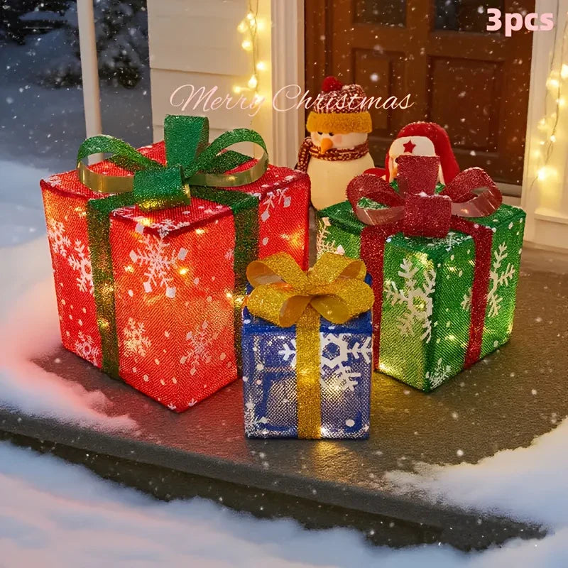 Christmas Glass String Lights Gift Box with Leds & Modes - House Of Avana