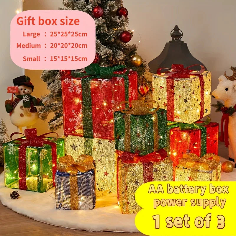Christmas Glass String Lights Gift Box with Leds & Modes - House Of Avana