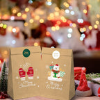 Christmas Kraft Paper Gift Bag Set, Durable High-Quality Premium Material, Holiday Design with 12 Bags & 12 Stickers, Festive Themes and Party Favors, Seasonal Packaging Decorative Wrapping, 24pcs, for Event Organizers House Of Avana