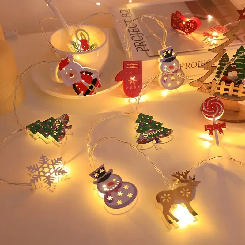 Christmas LED String Lights Decor, Cartoon Santa Claus, Christmas Tree, Bells, Reindeer, Snowman Designs, Iron Material, Indoor Holiday Lighting with Battery Power (Batteries Not Included), for Home, Party, Bedroom, and Festi House Of Avana