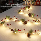 [Christmas Light String] Christmas Decoration Light String | 1pc, Green Leaf Pine Needle (Plastic Pine Cone) Mushroom Light, 6.56 Feet 20 LED, No Battery - New Year, Office, Room, Wedding, Home Wall Decoration House Of Avana