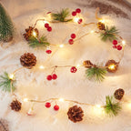 [Christmas Light String] Christmas Decoration Light String | 1pc, Green Leaf Pine Needle (Plastic Pine Cone) Mushroom Light, 6.56 Feet 20 LED, No Battery - New Year, Office, Room, Wedding, Home Wall Decoration House Of Avana