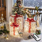 Three sizes of Christmas gift box decorative lights, large stage scene decoration, bow tie, 60 LED bead luminous gift box, suitable for weddings, courtyards, homes, holiday decoration, Halloween and Christmas decoration, holi House Of Avana