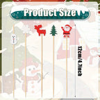 [Christmas Party Supplies] 30pcs Festive Christmas Roostertail Picks Set - Holiday Party Supplies with Snowflakes, Snowmen, Reindeer & Designs, Seasonal Table Decor, Hand Wash Only House Of Avana