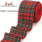 [Christmas Plaid Ribbon] 1 Roll/2 Rolls Red and Green Plaid Christmas Ribbon | 5 Yards, 2.5 inch Wired for Christmas Tree, Bow Making, Wreath Making, Holiday Decorations House Of Avana