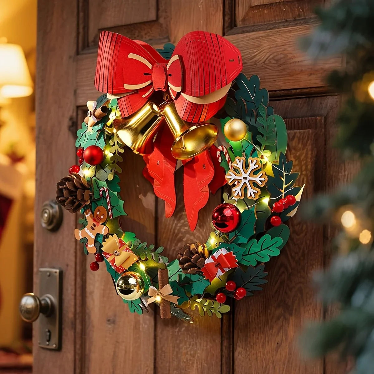Christmas Puzzle Wreath Kit Door Decoration with Interlocking Pieces - House Of Avana
