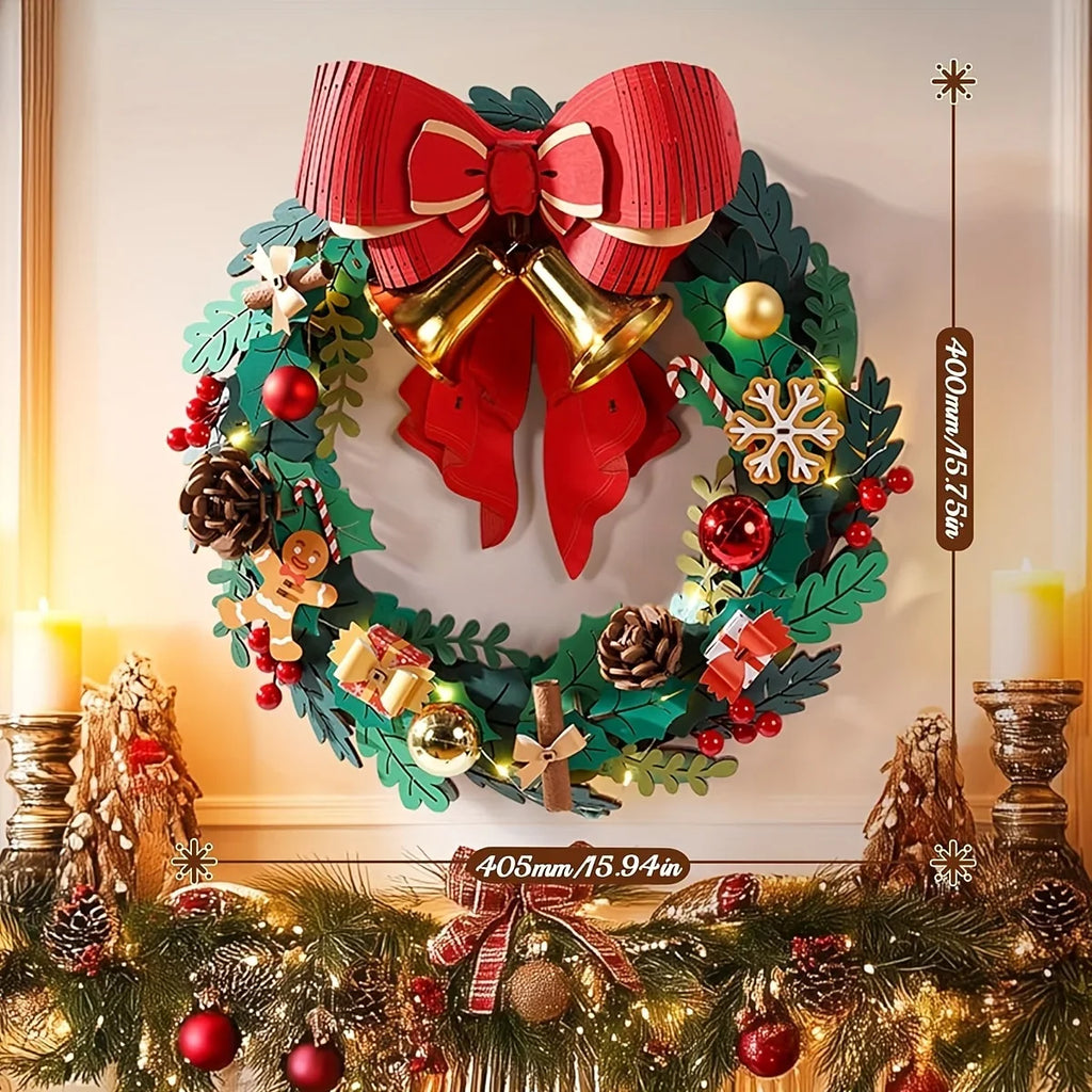 Christmas Puzzle Wreath Kit Door Decoration with Interlocking Pieces - House Of Avana