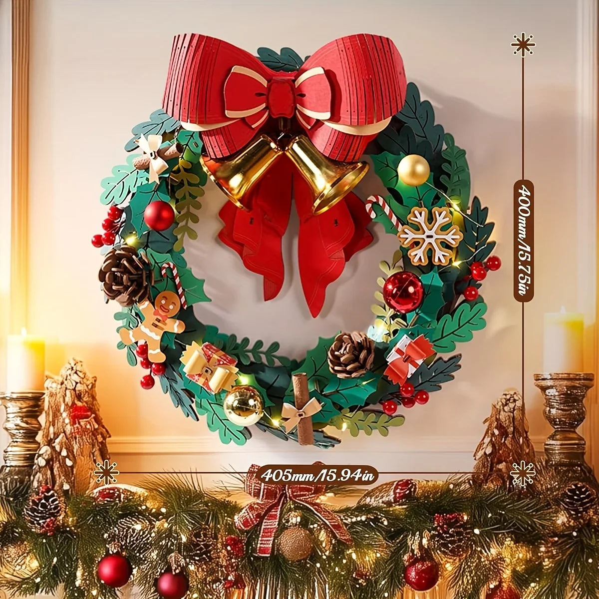 Christmas Puzzle Wreath Kit Door Decoration with Interlocking Pieces - House Of Avana