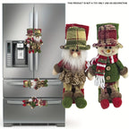 2-Pack Christmas Refrigerator Door Handle Covers, Vintage Plaid Fabric Santa & Snowman Kitchen Appliance Handle Covers, Polyester Non-Electric Festive Decor for Fridge, Microwave, Dishwasher - Universal Holiday Anniversary Pa House Of Avana