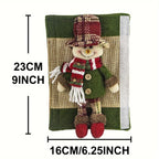 2-Pack Christmas Refrigerator Door Handle Covers, Vintage Plaid Fabric Santa & Snowman Kitchen Appliance Handle Covers, Polyester Non-Electric Festive Decor for Fridge, Microwave, Dishwasher - Universal Holiday Anniversary Pa House Of Avana