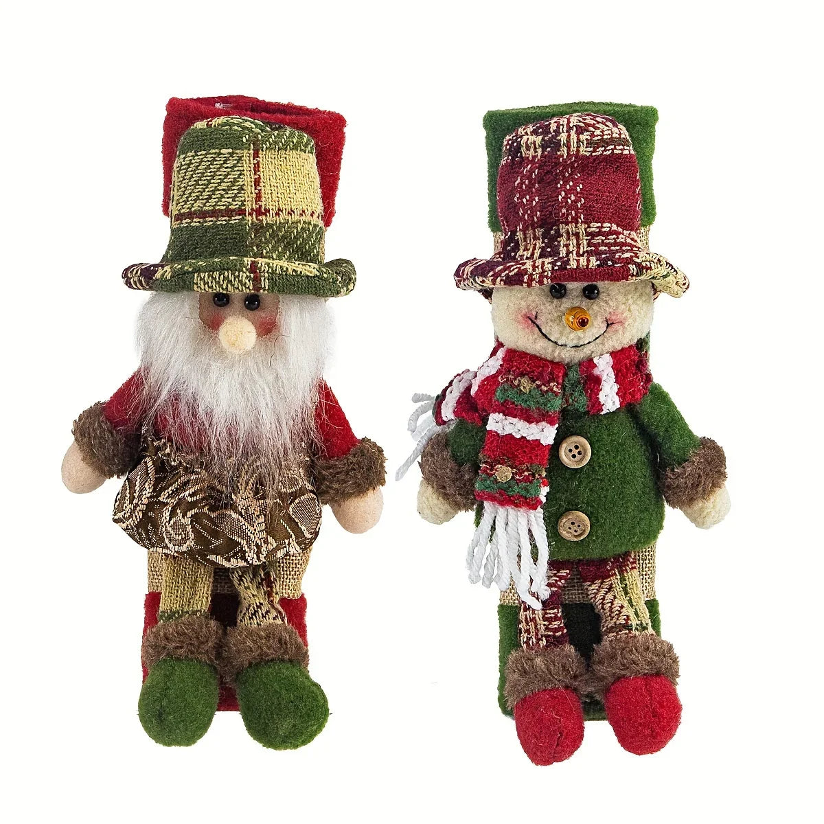 2-Pack Christmas Refrigerator Door Handle Covers, Vintage Plaid Fabric Santa & Snowman Kitchen Appliance Handle Covers, Polyester Non-Electric Festive Decor for Fridge, Microwave, Dishwasher - Universal Holiday Anniversary Pa House Of Avana