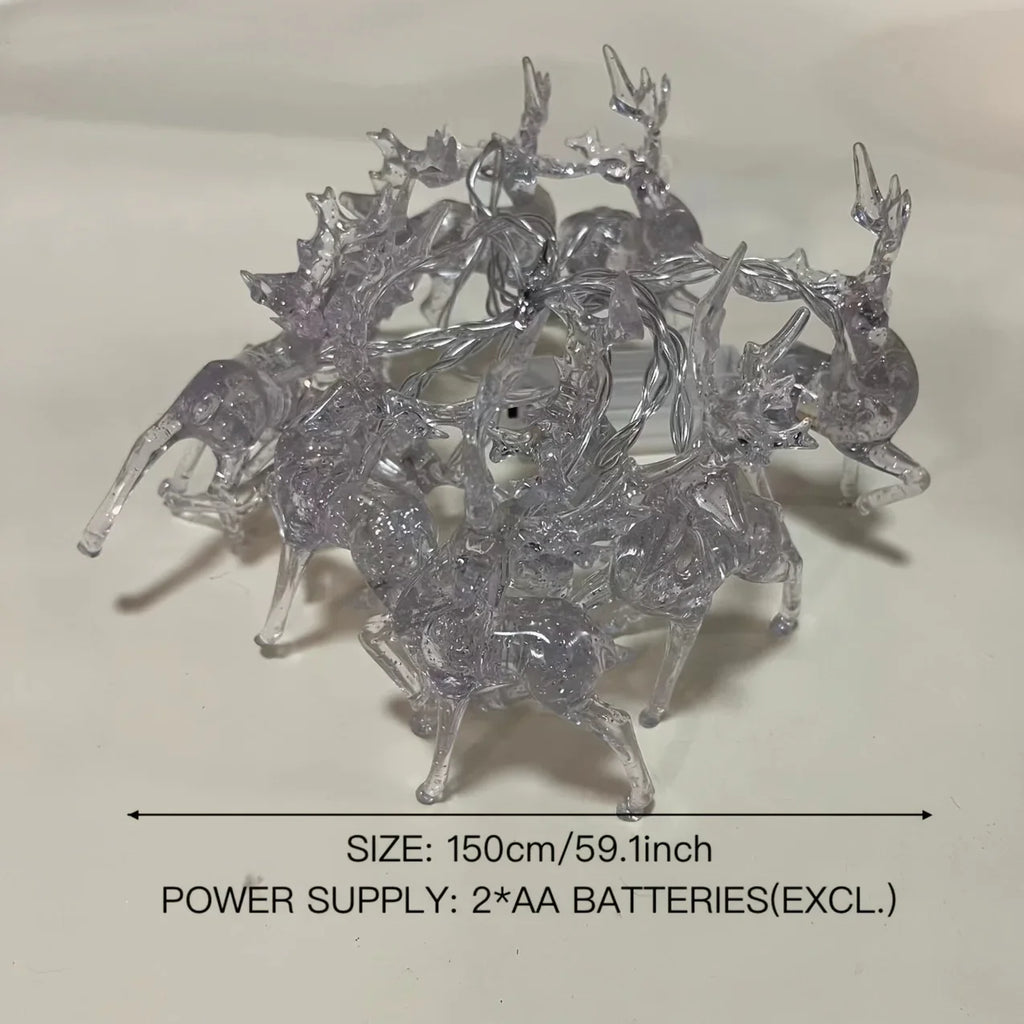 1pc Christmas Reindeer String Lights for New Year Christmas Trees Weddings Curtains Indoor Wreaths Parties Room Bedroom Decoration Lights, Powered By Battery Box (Battery Not Included) House Of Avana