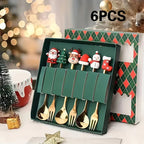4/6pcs Christmas Creative Stainless Steel Spoon, Coffee Stirring Spoon, Dessert Fruit Fork, Doll Spoon and Fork Tableware House Of Avana