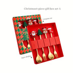 4/6pcs Christmas Creative Stainless Steel Spoon, Coffee Stirring Spoon, Dessert Fruit Fork, Doll Spoon and Fork Tableware House Of Avana