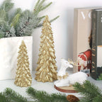 3pcs Christmas Tree & Reindeer Statue Christmas Decoration Set - 2 Sparkling Christmas Tree Statues And 1 Deer Vintage Christmas Decoration Set, Resin Ornaments Tabletop Shelf Office Indoor Display Stand, Resin Figurine, Tabl House Of Avana