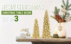 3pcs Christmas Tree & Reindeer Statue Christmas Decoration Set - 2 Sparkling Christmas Tree Statues And 1 Deer Vintage Christmas Decoration Set, Resin Ornaments Tabletop Shelf Office Indoor Display Stand, Resin Figurine, Tabl House Of Avana