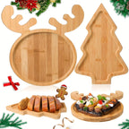 1 Set Christmas Plates, 2pcs Christmas Charcuterie Boards, Christmas Tree and Reindeer Shaped Trays, Party Plates, Wooden Snack Platters, Cute Gift, Christmas Tree Platter for Christmas Parties, Christmas, Party Gatherings House Of Avana