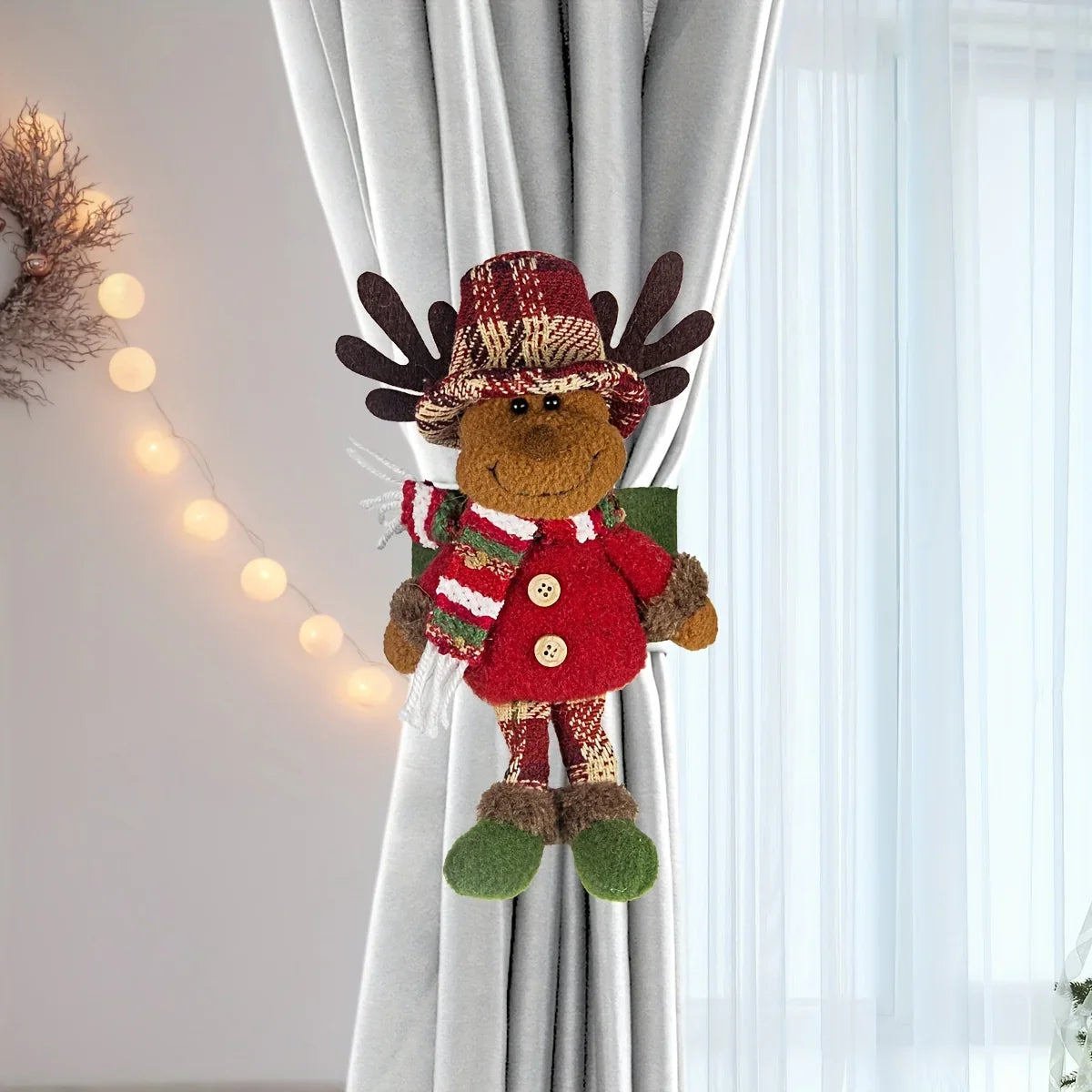 Christmas Decorations Santa Claus Snowman Reindeer Curtain Tie Window Decorations Suitable for Home and Holiday Celebrations Christmas Halloween Thanksgiving Holiday Decorations House Of Avana