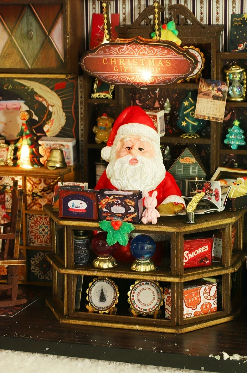 [Christmas Wooden House] QIAOLEXING Mini DIY Christmas Wooden House Kit | Handcrafted Model with Festive Furniture, Ideal for Collectible Home & Desktop Decor - Perfect Gift for Christmas, Thanksgiving & Birthdays, Christmas House Of Avana