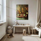 Circuit Board Living Room Glass Wall Art – Futuristic Tech-Inspired Home Scene-KAFCD010 Peony Atelier