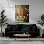 Circuit Board Living Room Glass Wall Art – Futuristic Tech-Inspired Home Scene-KAFCD010 Peony Atelier