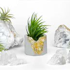 Citrine Geode Planter, Natural Stone Container with Raw Crystal Formation, back view - House Of Avana