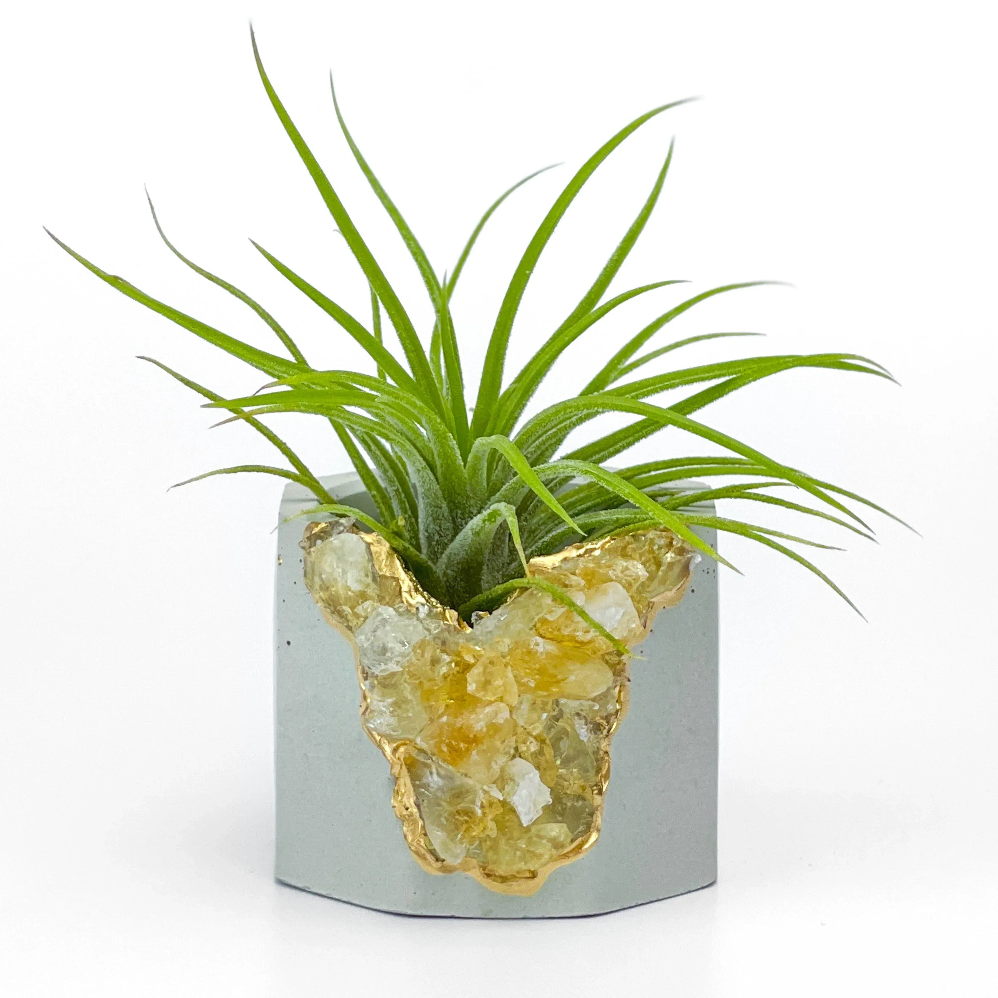 Citrine Geode Planter, Natural Stone Container with Raw Crystal Formation, top view - House Of Avana