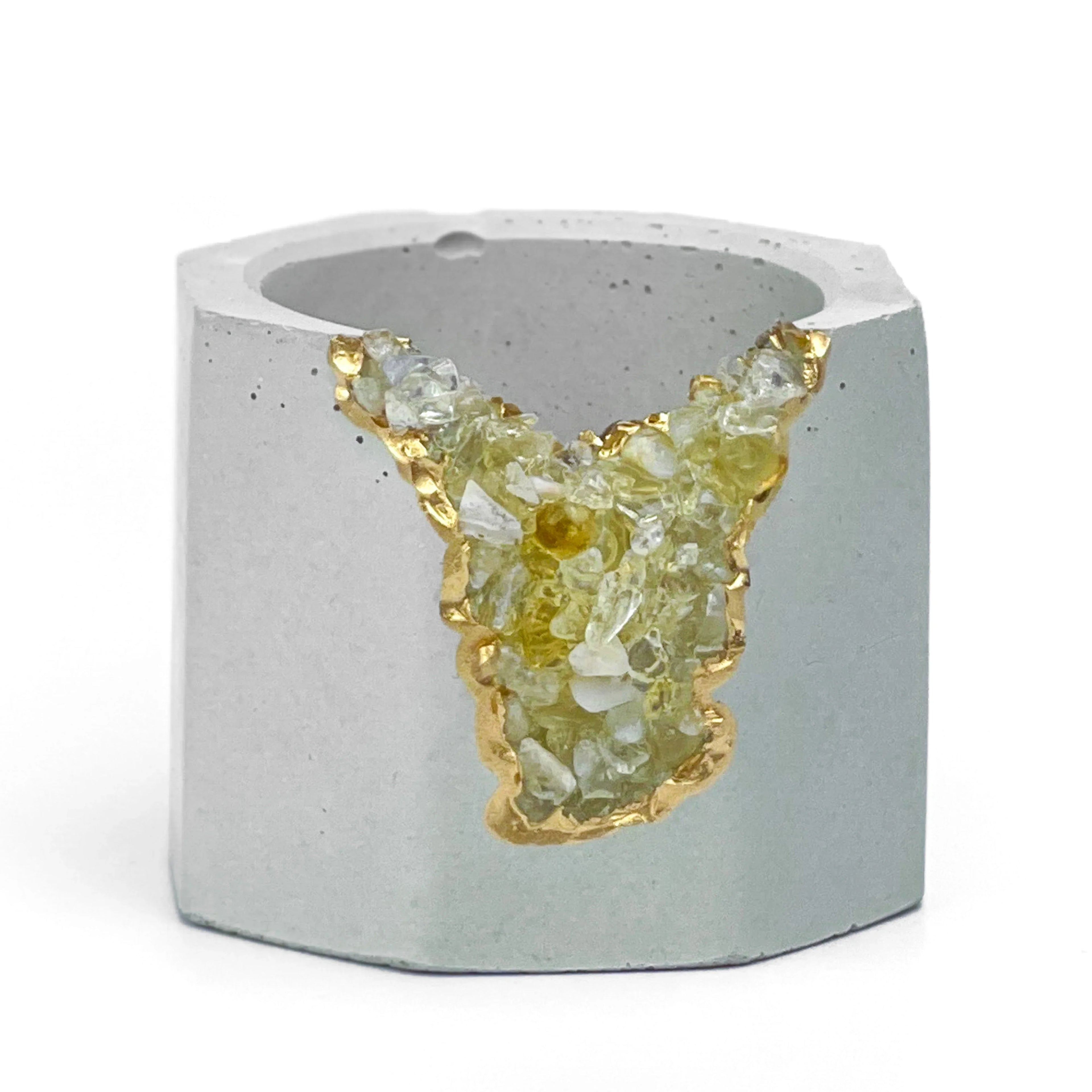 Yellow citrine geode planter, natural stone décor - House of Avana