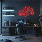 Classic Car Neon Sign: Red LED Wall Decor with Dimmer Peony Atelier